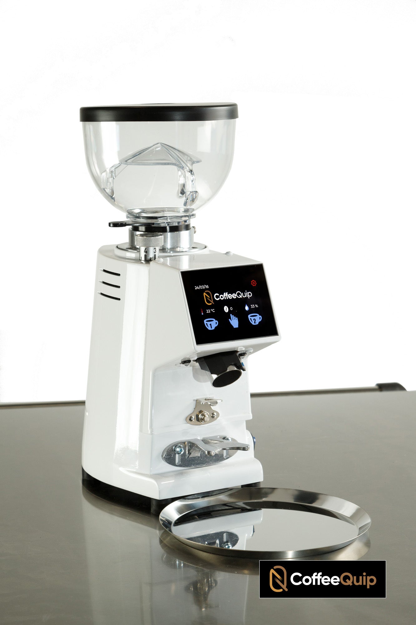 CoffeeQuip MST-58P White Coffee Grinder